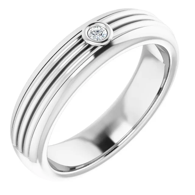 Bezel Set Single Diamond Men's Band