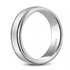 Bleu Royale 14K White Gold 6.5mm Brushed with Grooves Band
