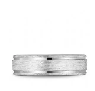 Bleu Royale 14K White Gold 6.5mm Brushed with Grooves Band