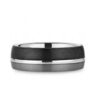 Bleu Royale 14K White Gold Tantalum Carbon Fiber Band