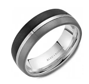 Bleu Royale 14K White Gold Tantalum Carbon Fiber Band