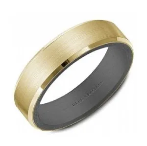 Bleu Royale 14K Yellow Gold and Titanium Beveled Edge Band