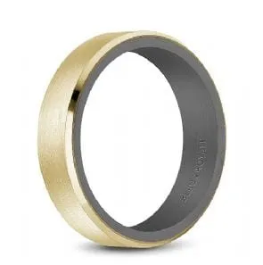 Bleu Royale 14K Yellow Gold and Titanium Beveled Edge Band