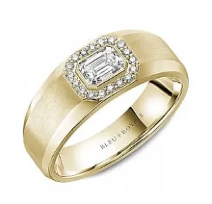 Bleu Royale 14K Yellow Gold Emerald Cut Diamond Halo Band