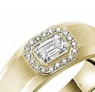 Bleu Royale 14K Yellow Gold Emerald Cut Diamond Halo Band