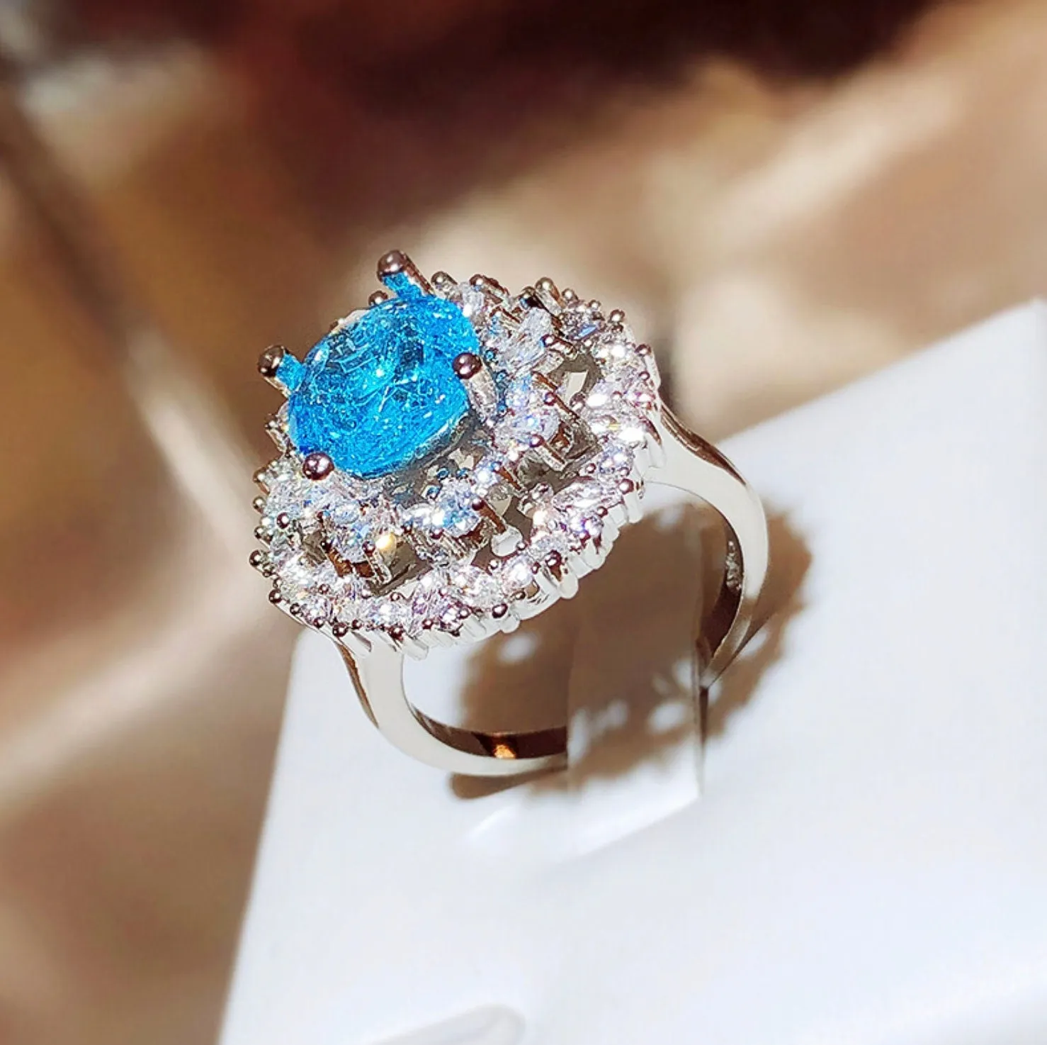 Blue Diamond Engagement Ring | Fancy Blue Wedding Ring | Wedding Ring | Blue Wedding Ring | Halo Ring | Engagement ring | Wedding Rings
