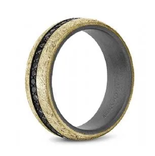 Blue Royale 14K Yellow Gold and Titanium Black Diamond Band