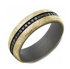 Blue Royale 14K Yellow Gold and Titanium Black Diamond Band