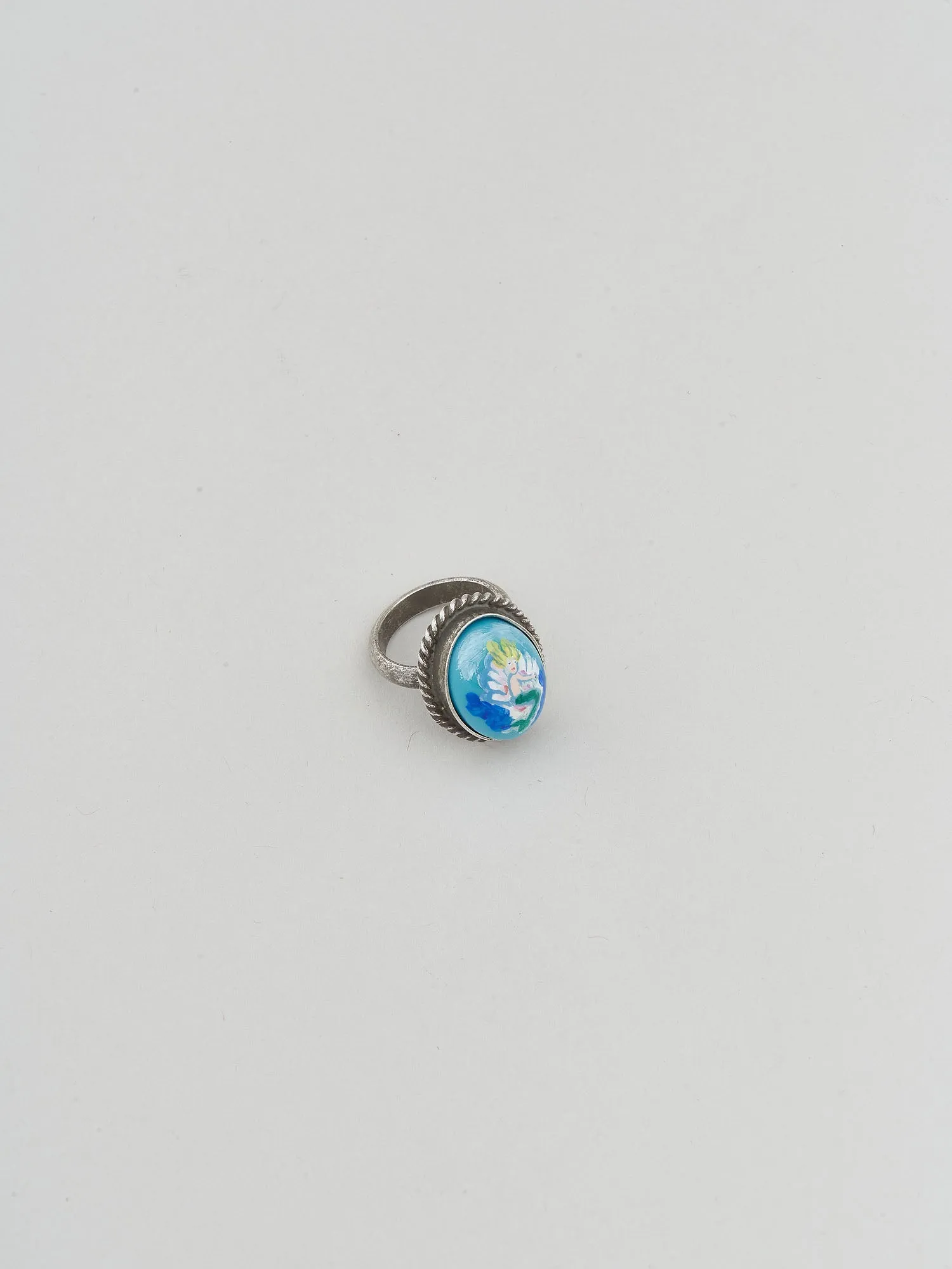 Blue Stone White Emerald Metal Ring