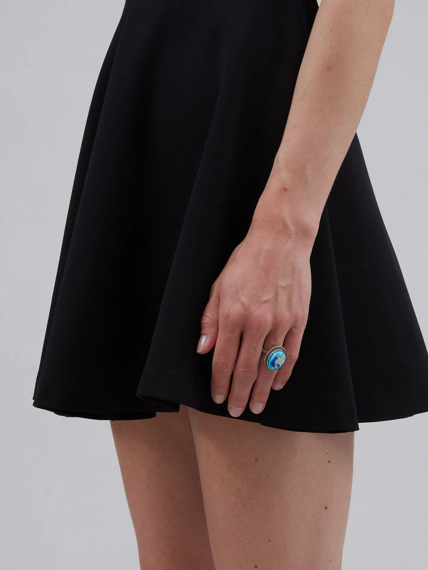Blue Stone White Emerald Metal Ring