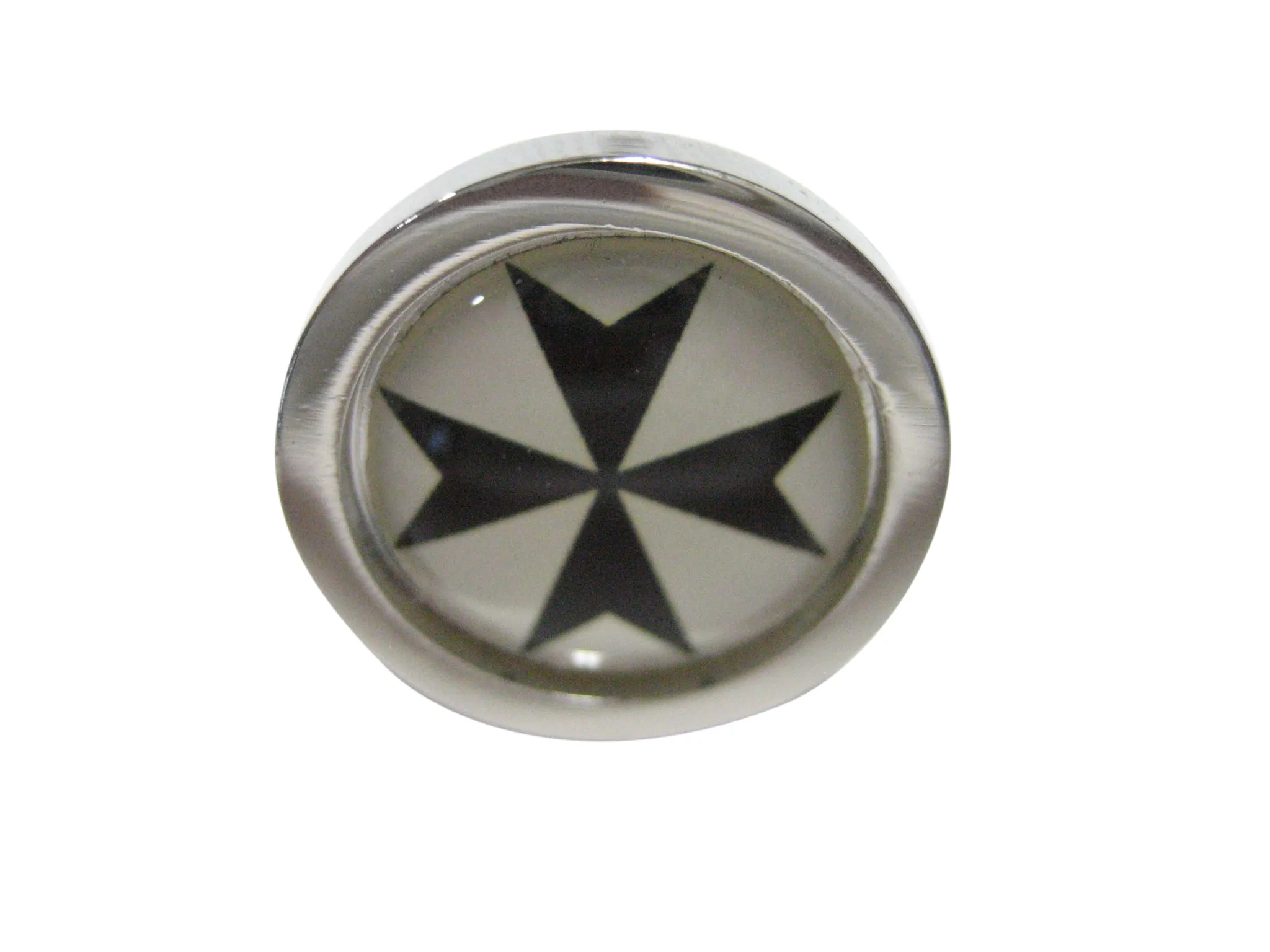 Bordered Black Maltese Cross Adjustable Size Fashion Ring