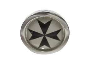 Bordered Black Maltese Cross Adjustable Size Fashion Ring