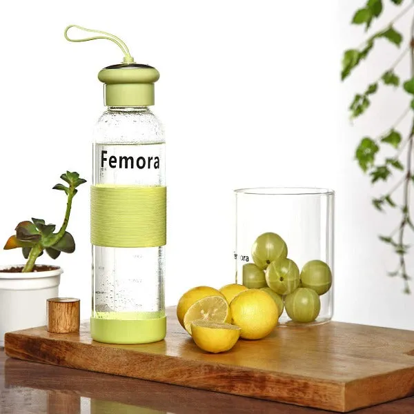 Borosilicate Glass Water Bottle (500 ML, Green)