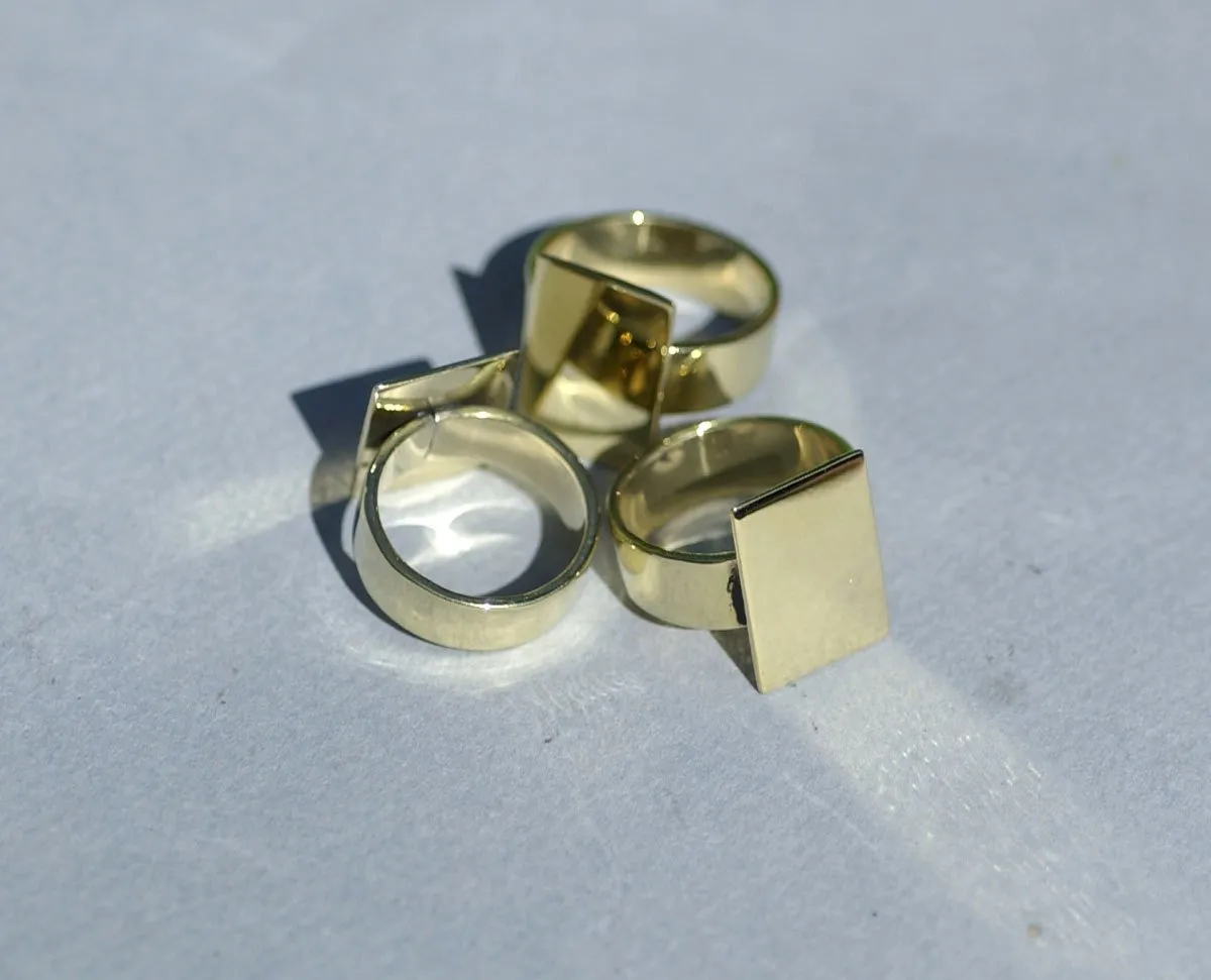 Brass Ring Glue Pad Rectangle for Gluing Handmade Ring Blanks, DIY Ring