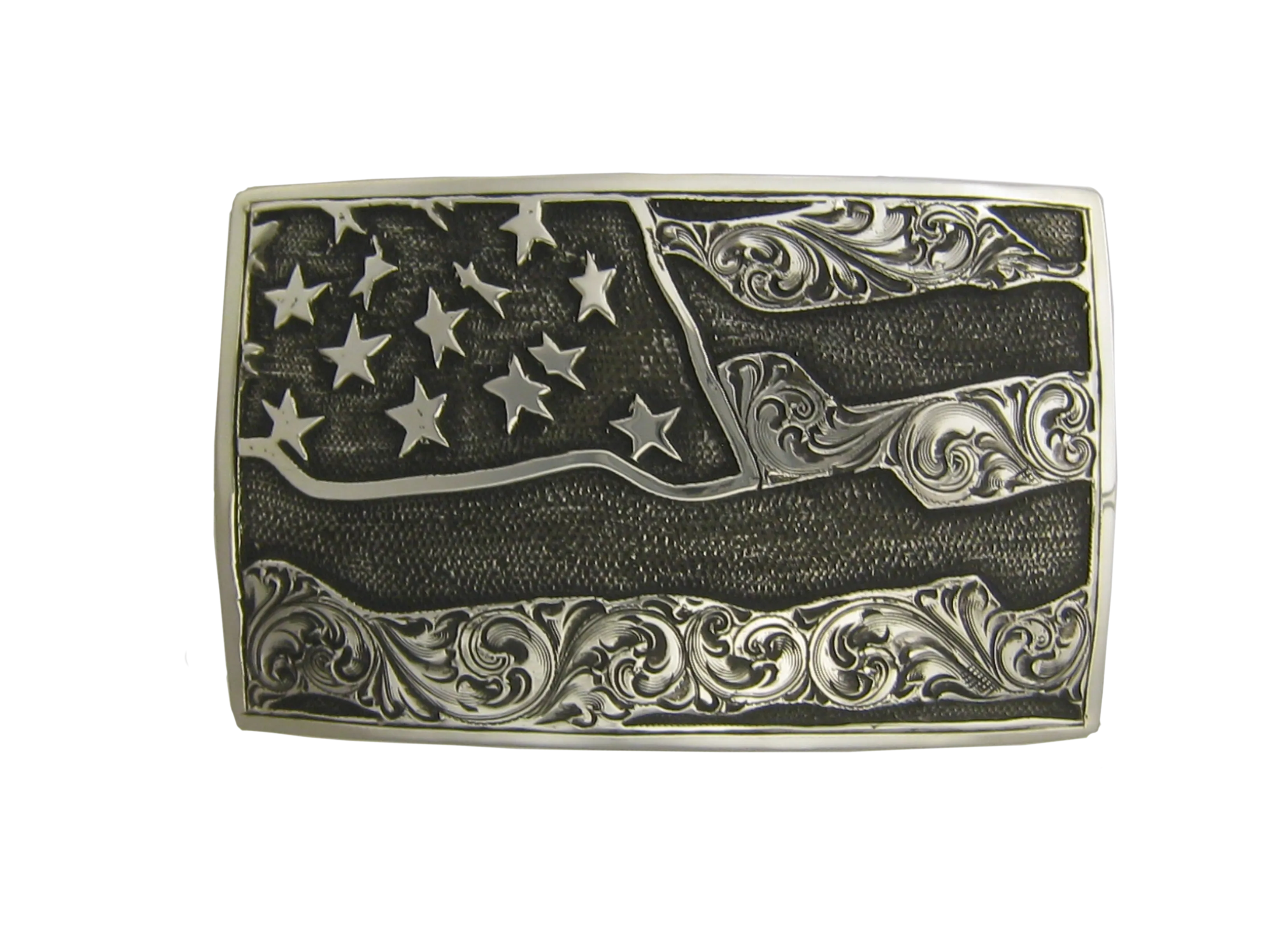 Buckle, American Flag "Old Glory", Hand Engraved Sterling Silver TB-I17
