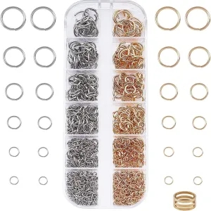 Bulk pack gold & silver plated stainless steel jump rings with jump ring tool - (931 pieces)