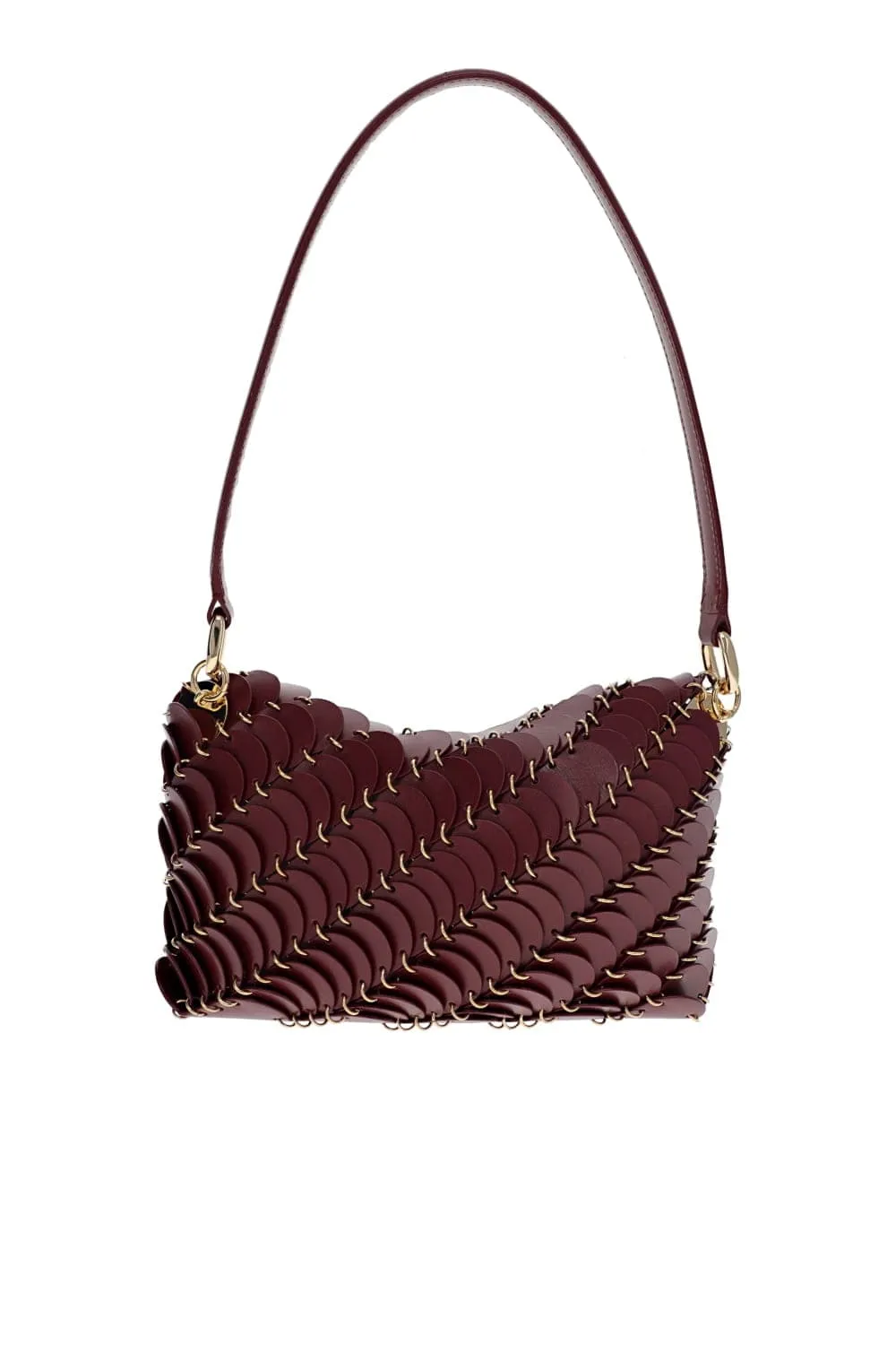Burgundy Leather Disc Shoulder Bag
