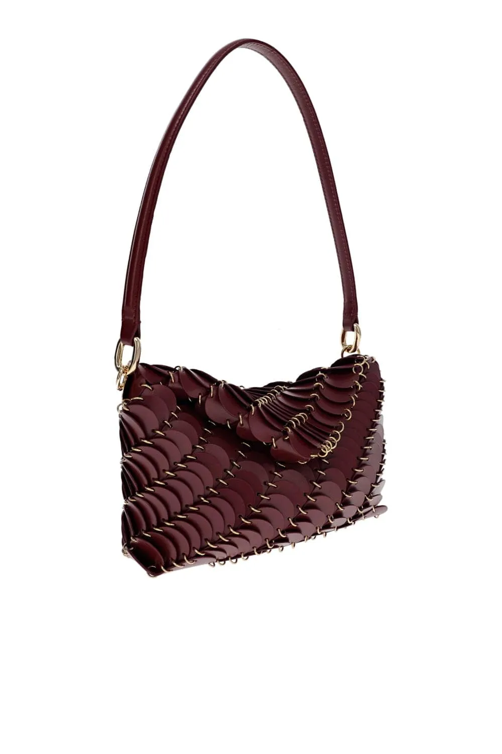 Burgundy Leather Disc Shoulder Bag