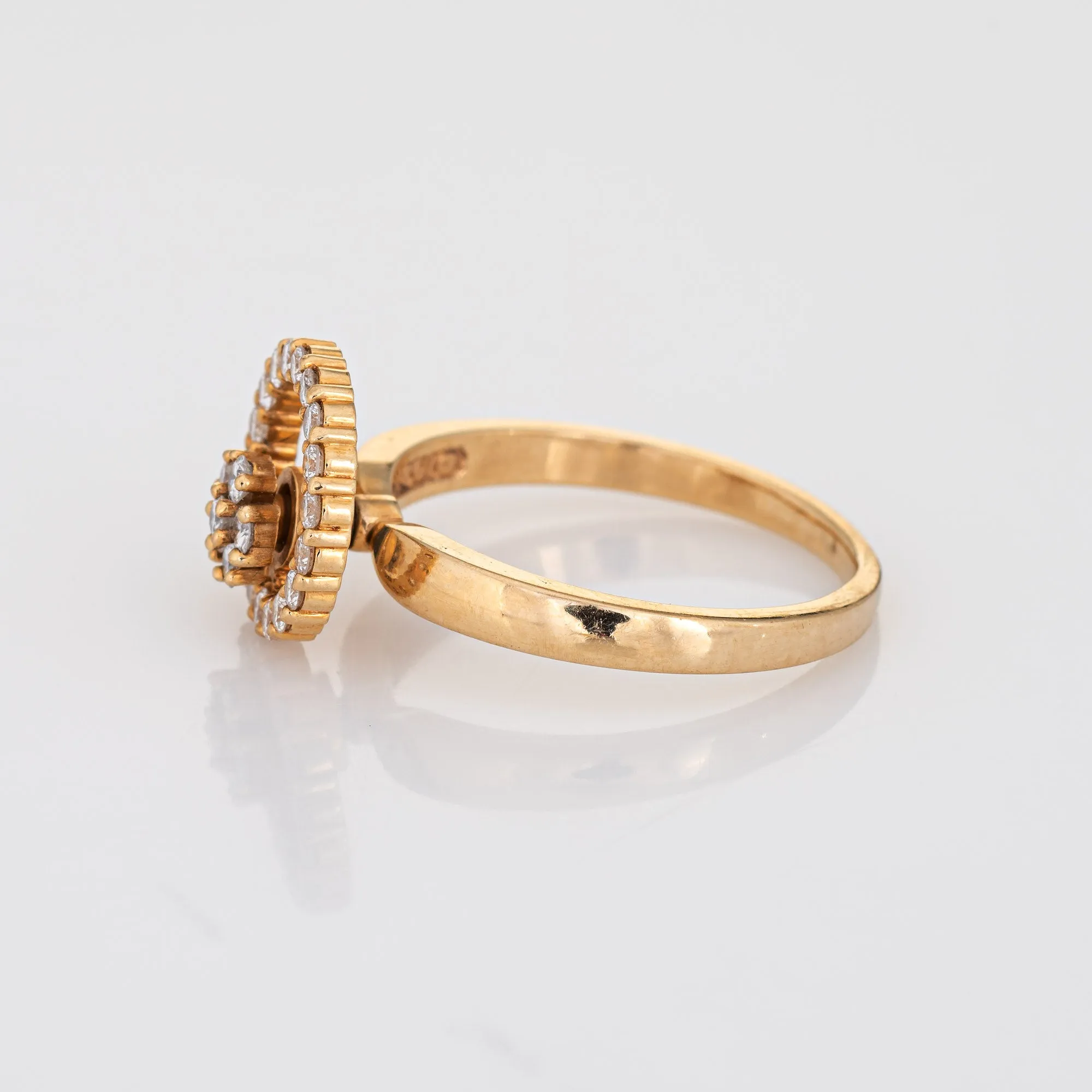 c1980 Vintage N Teufel Diamond Spinning Ring 14k Gold Motion Kinetic Jewelry