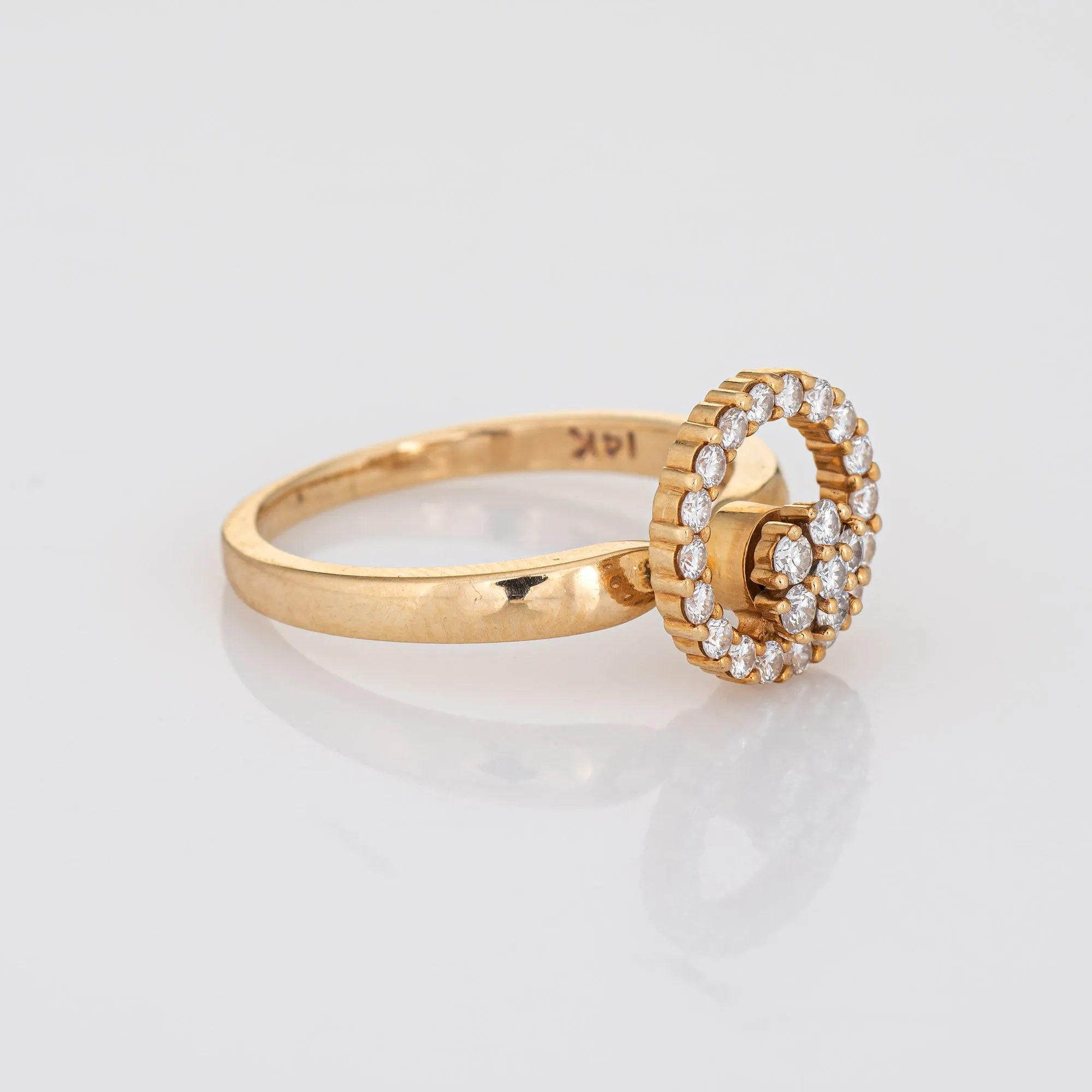 c1980 Vintage N Teufel Diamond Spinning Ring 14k Gold Motion Kinetic Jewelry