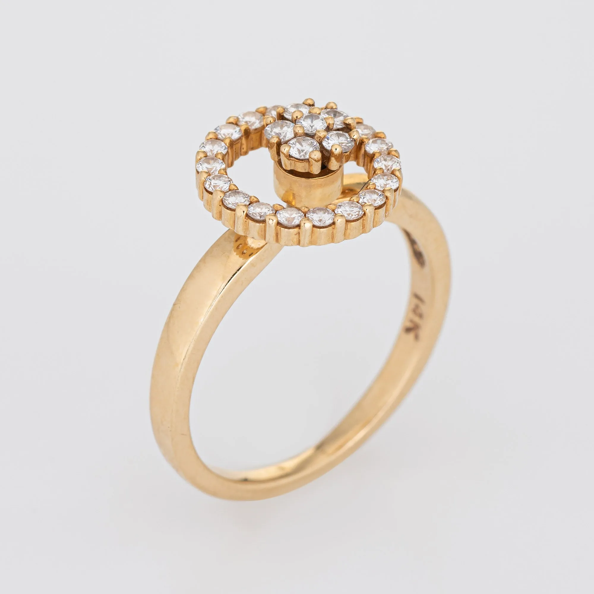 c1980 Vintage N Teufel Diamond Spinning Ring 14k Gold Motion Kinetic Jewelry