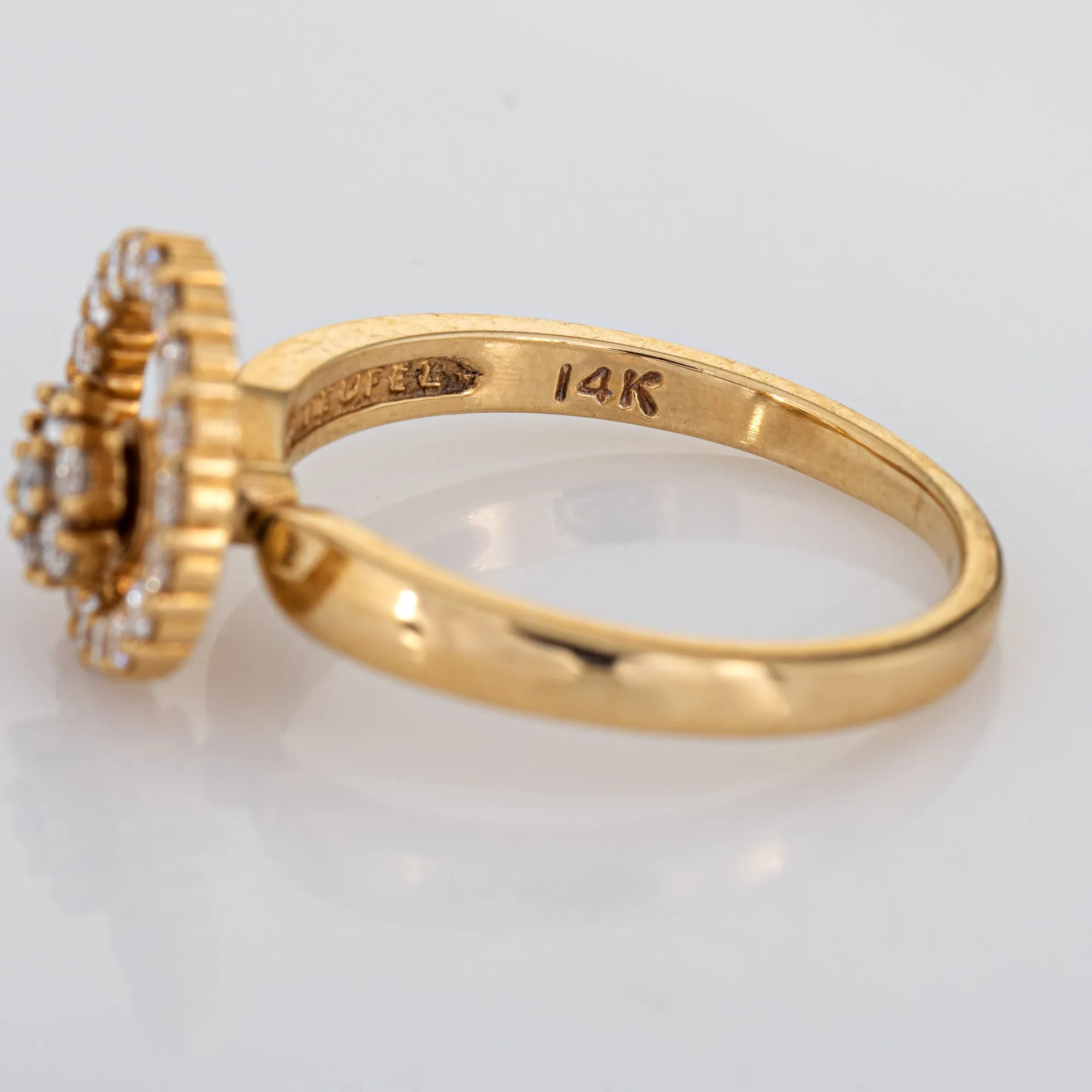 c1980 Vintage N Teufel Diamond Spinning Ring 14k Gold Motion Kinetic Jewelry