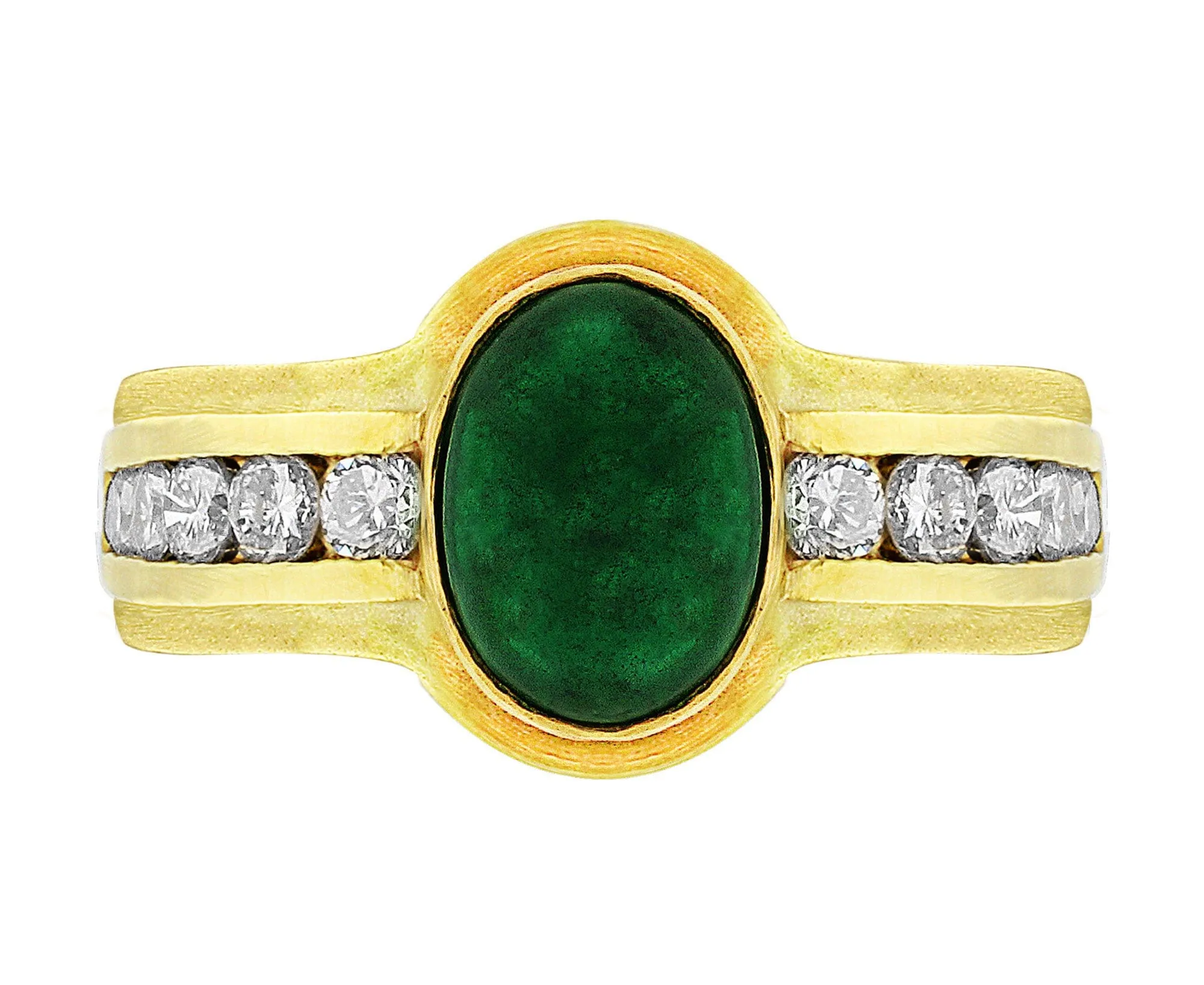 Cabochon Emerald Diamond Ring
