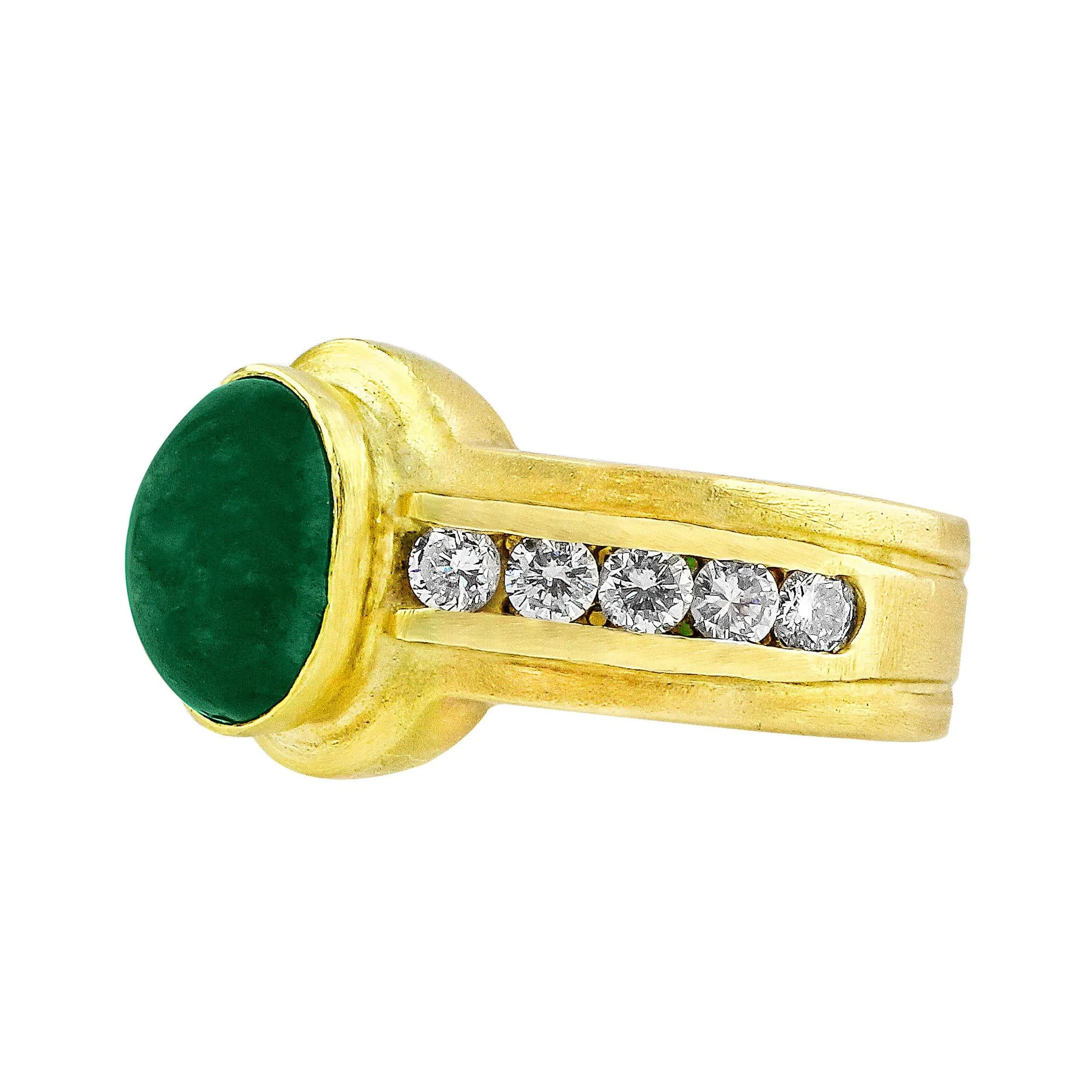 Cabochon Emerald Diamond Ring