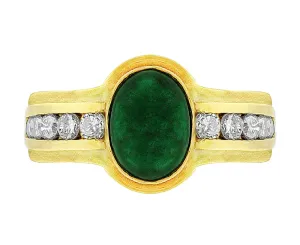 Cabochon Emerald Diamond Ring