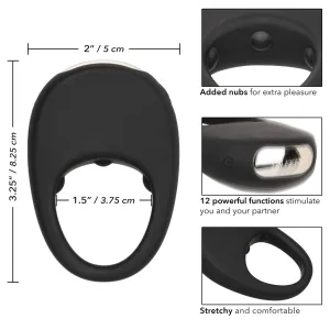 CaleXOtics SILICONE RECHARGEABLE PLEASURE RING Black Turbo Charged Vibrating Cock Ring