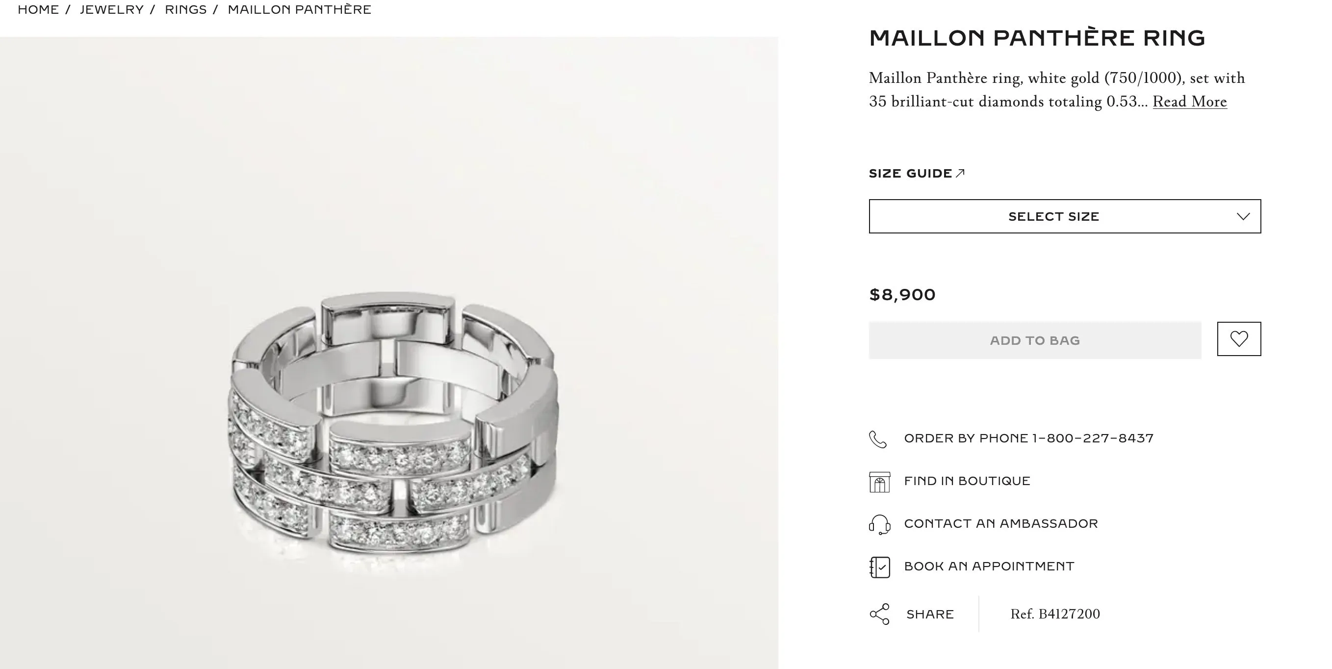 Cartier Maillon Panthere Diamond Band Ring