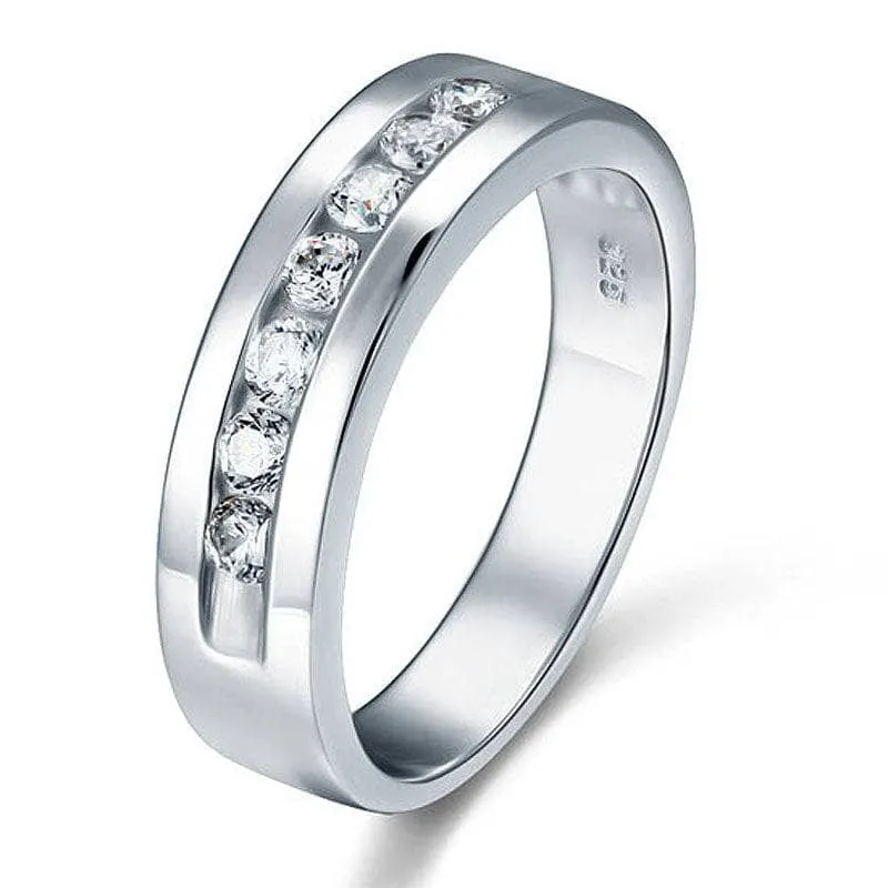 Channel Set Diamond Men's Wedding Band