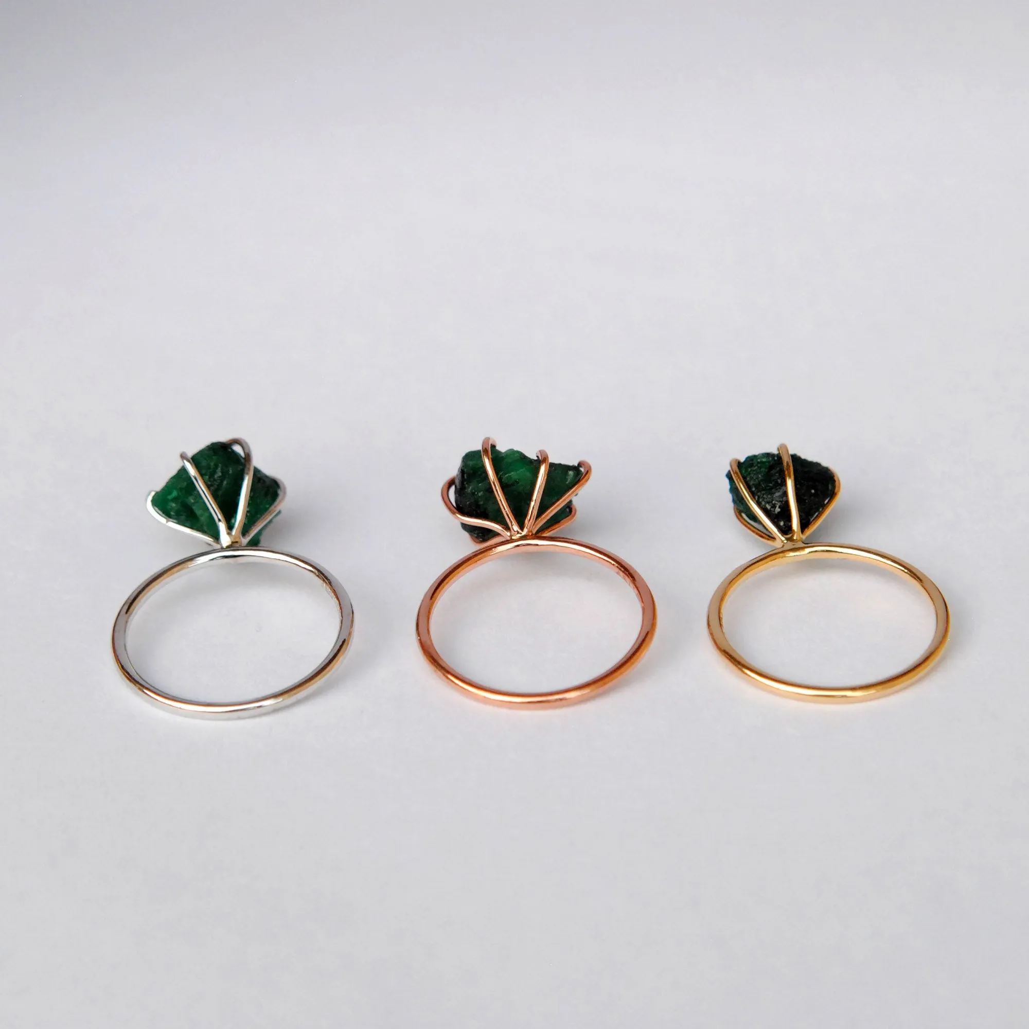 Chunky Raw Emerald 14K Solid Gold Ring