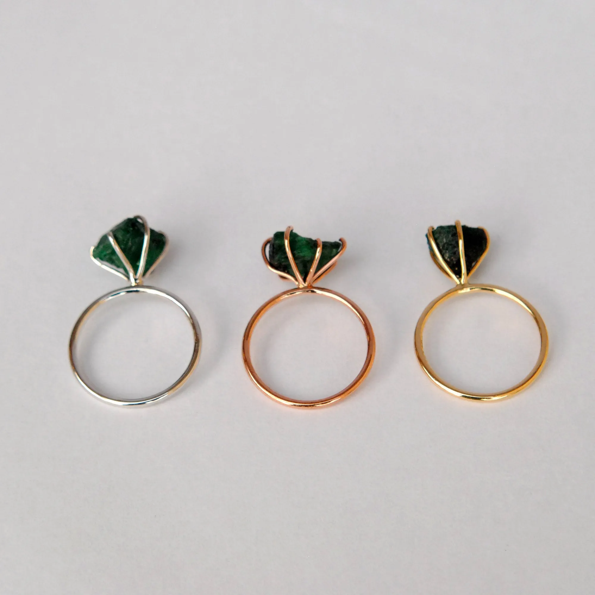 Chunky Raw Emerald 14K Solid Gold Ring