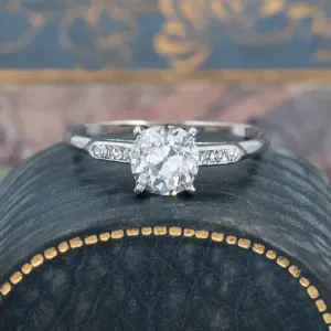 Classic 1.27 Carat Antique Cut Diamond Ring c1950