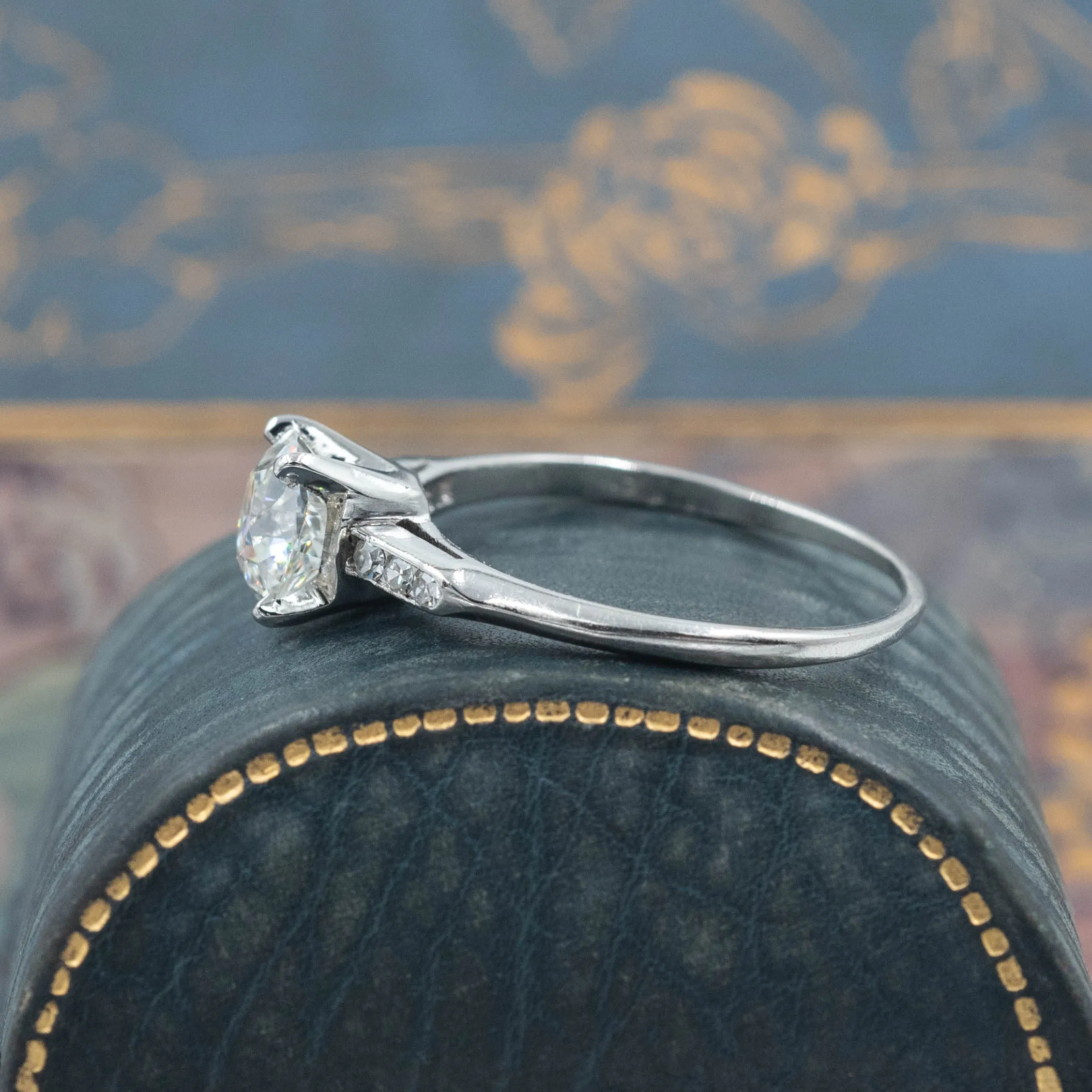 Classic 1.27 Carat Antique Cut Diamond Ring c1950