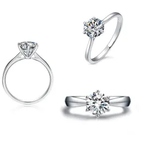 Created Diamond Six Prong Hollow Shape Ring