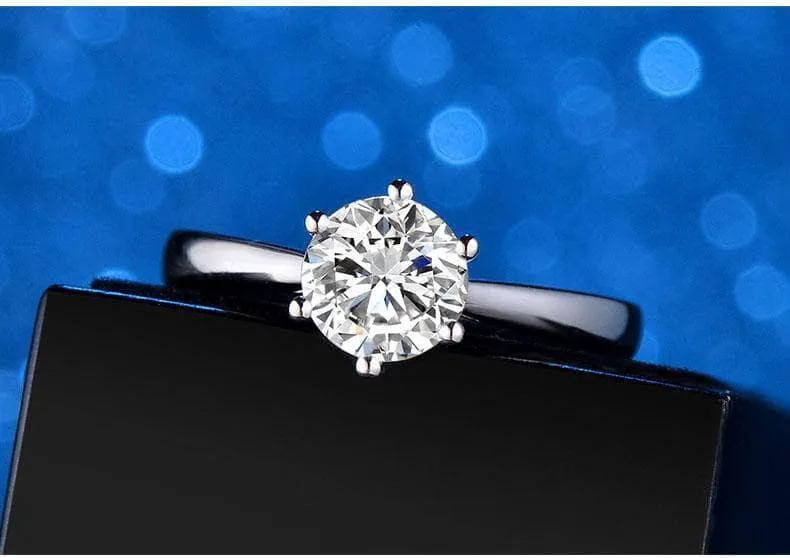 Created Diamond Six Prong Hollow Shape Ring