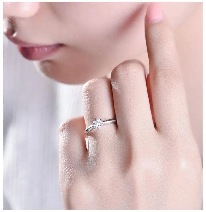 Created Diamond Six Prong Hollow Shape Ring