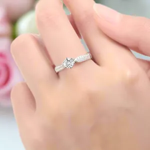 Created Diamond Six Prong Starry Sky Double Row Broken Ring