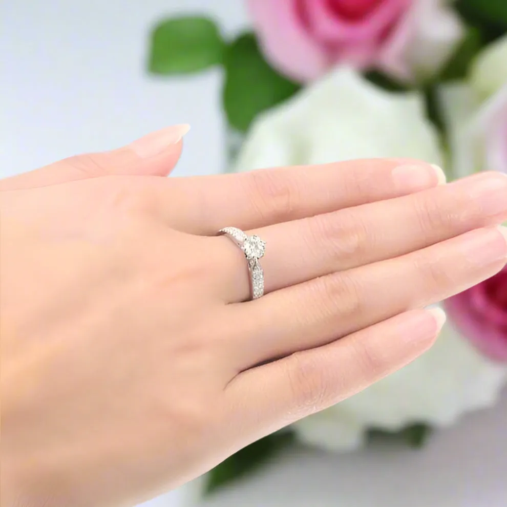 Created Diamond Six Prong Starry Sky Double Row Broken Ring