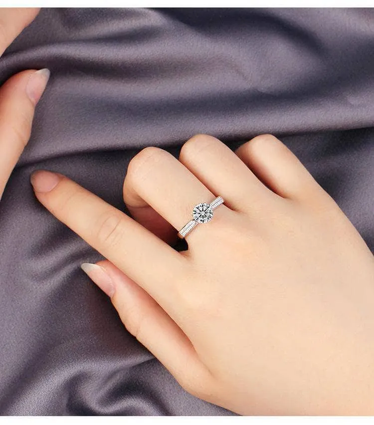 Created Diamond Six Prong Starry Sky Double Row Broken Ring