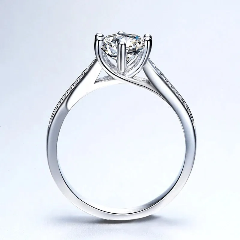 Created Diamond Six Prong Starry Sky Double Row Broken Ring