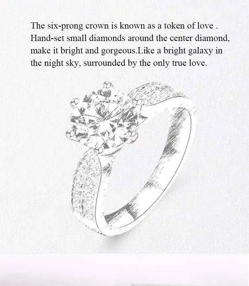 Created Diamond Six Prong Starry Sky Double Row Broken Ring
