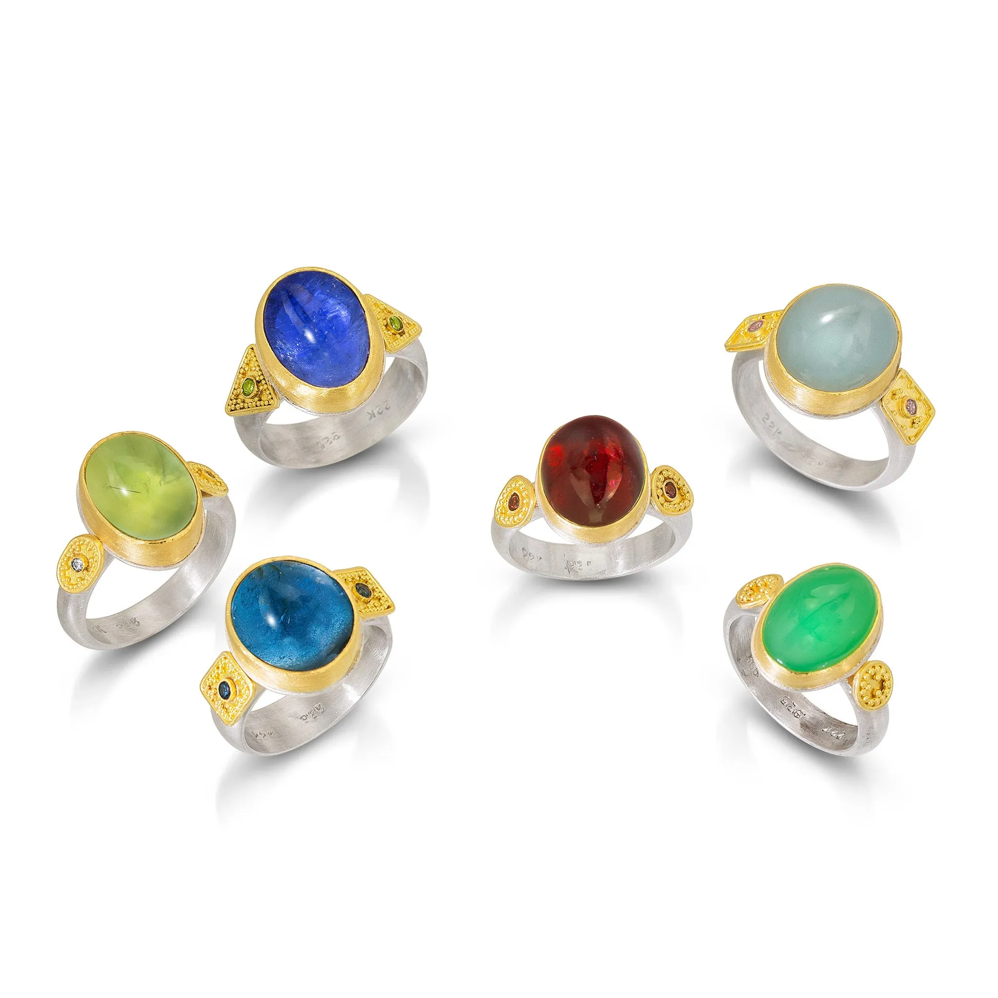 Crete Rings - Aegean Water Ring - Aquamarine and Pink Diamond Ring
