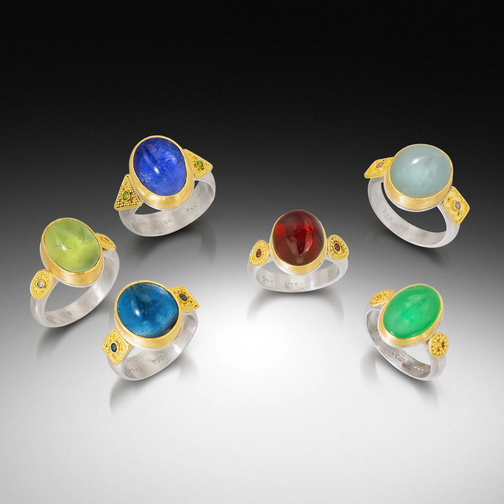 Crete Rings - Aegean Water Ring - Aquamarine and Pink Diamond Ring