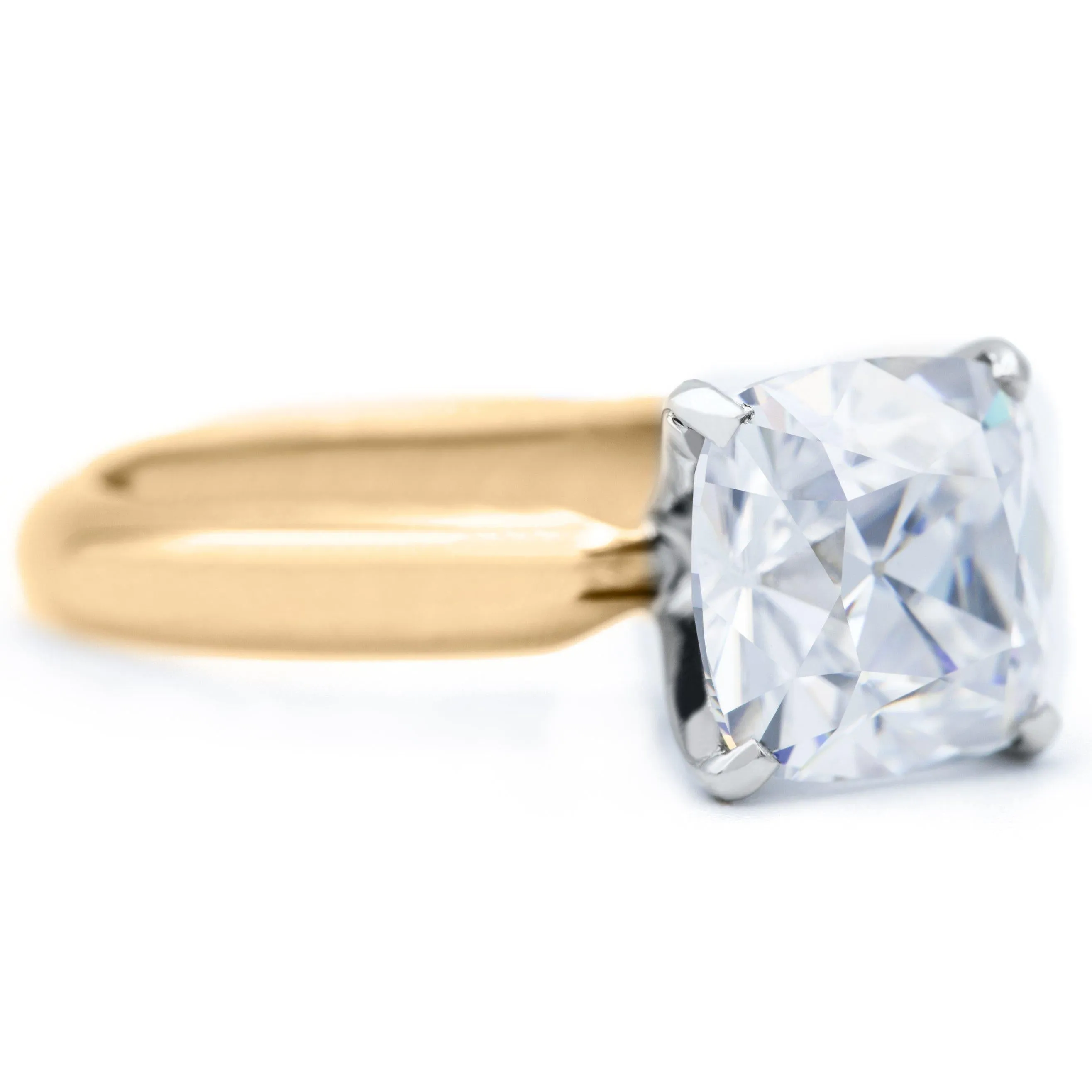 Cushion Old Mine Cut (OMC) Heirloom Moissanite 4 Prongs FANCY Solitaire Ring
