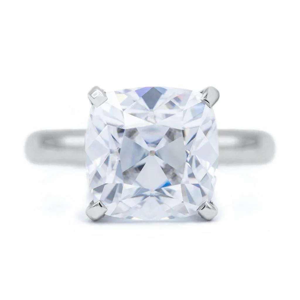 Cushion Old Mine Cut (OMC) Heirloom Moissanite 4 Prongs FANCY Solitaire Ring