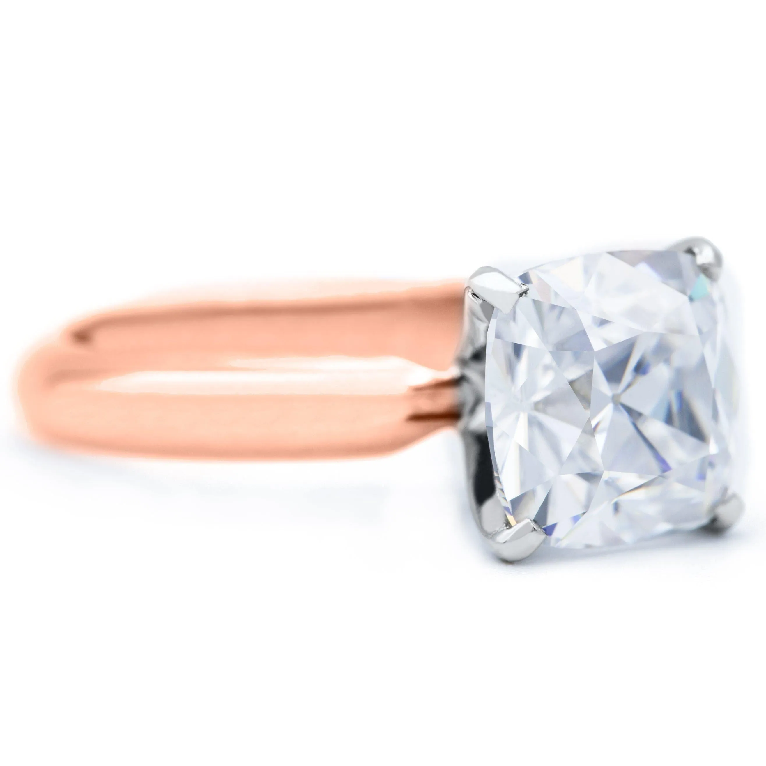 Cushion Old Mine Cut (OMC) Heirloom Moissanite 4 Prongs FANCY Solitaire Ring