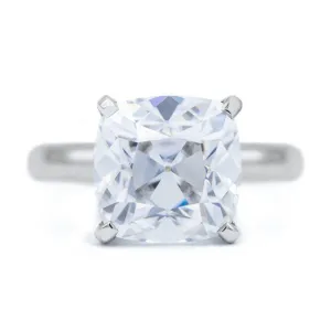 Cushion Old Mine Cut (OMC) Heirloom Moissanite 4 Prongs FANCY Solitaire Ring